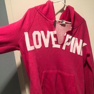 VS Pink Love Pink Hoodie Size Large